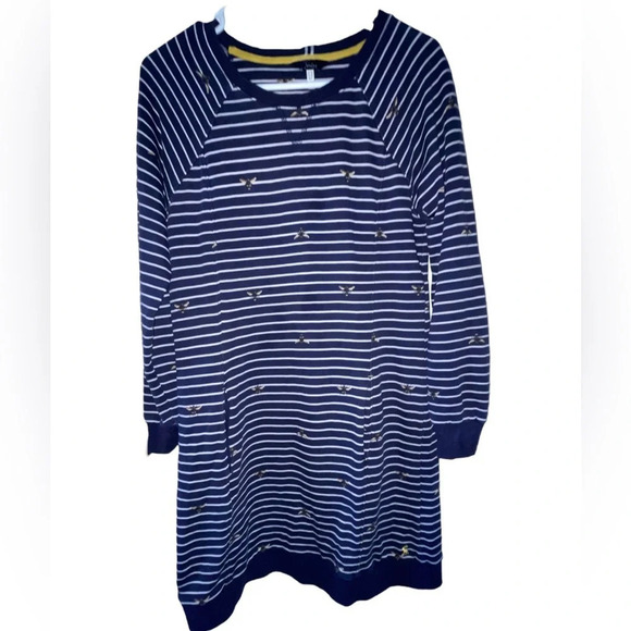 Joules Heidi Jersey Sweatshirt Dress Navy Striped Bee Print Size 6 Pocket Preppy - Picture 10 of 10